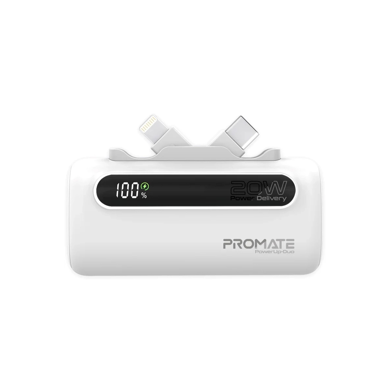 پاوربانک (فست شارژ) Promate 20W 5000mAh مدل POWERUP-DUO - سفید