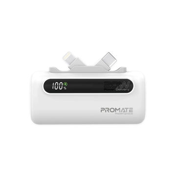 پاوربانک (فست شارژ) Promate 20W 5000mAh مدل POWERUP-DUO - سفید
