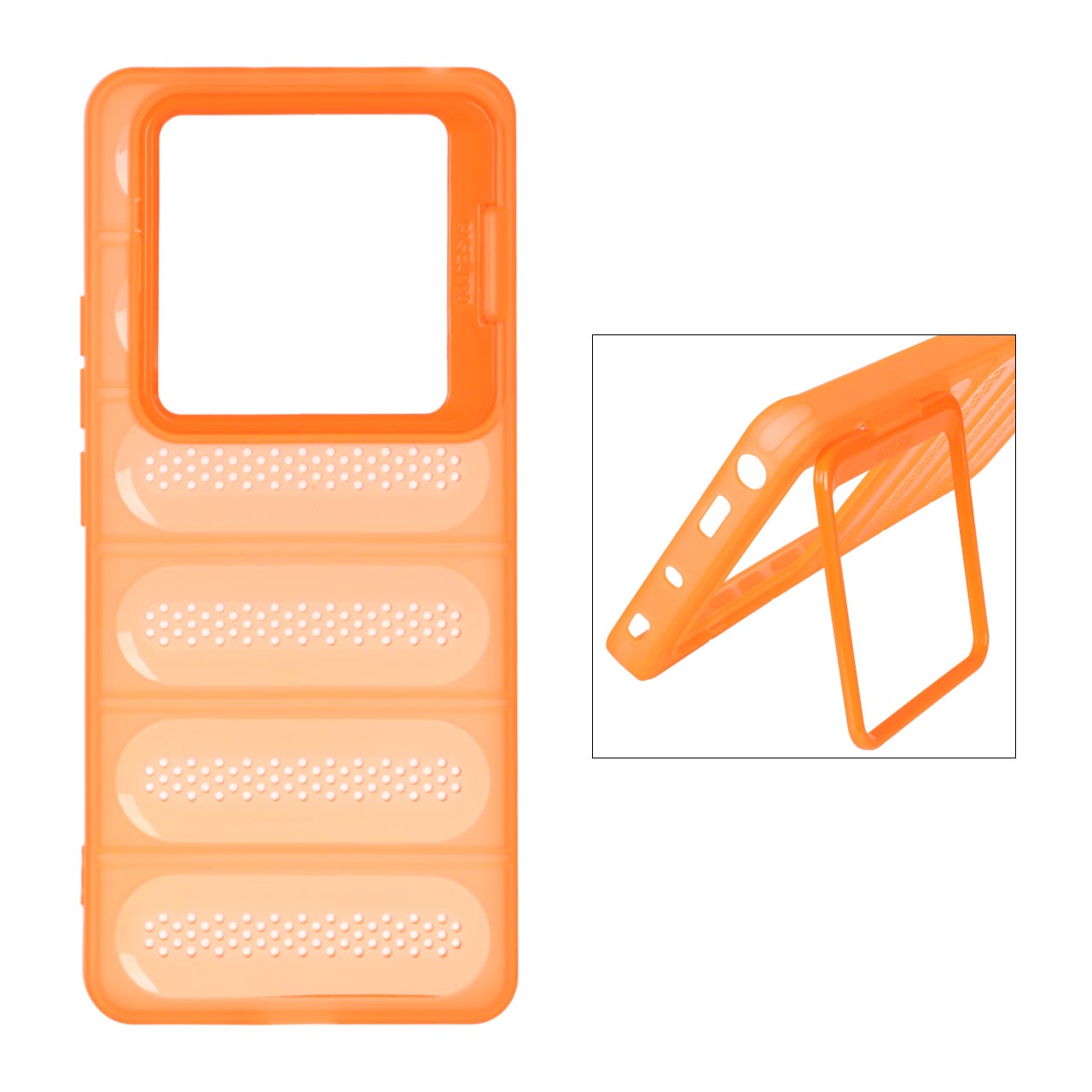 قاب Case Pro استندشو Mesh مدل Xiaomi Redmi Note 14 Pro 5G / Redmi Note 14 Pro Plus 5G - نارنجی