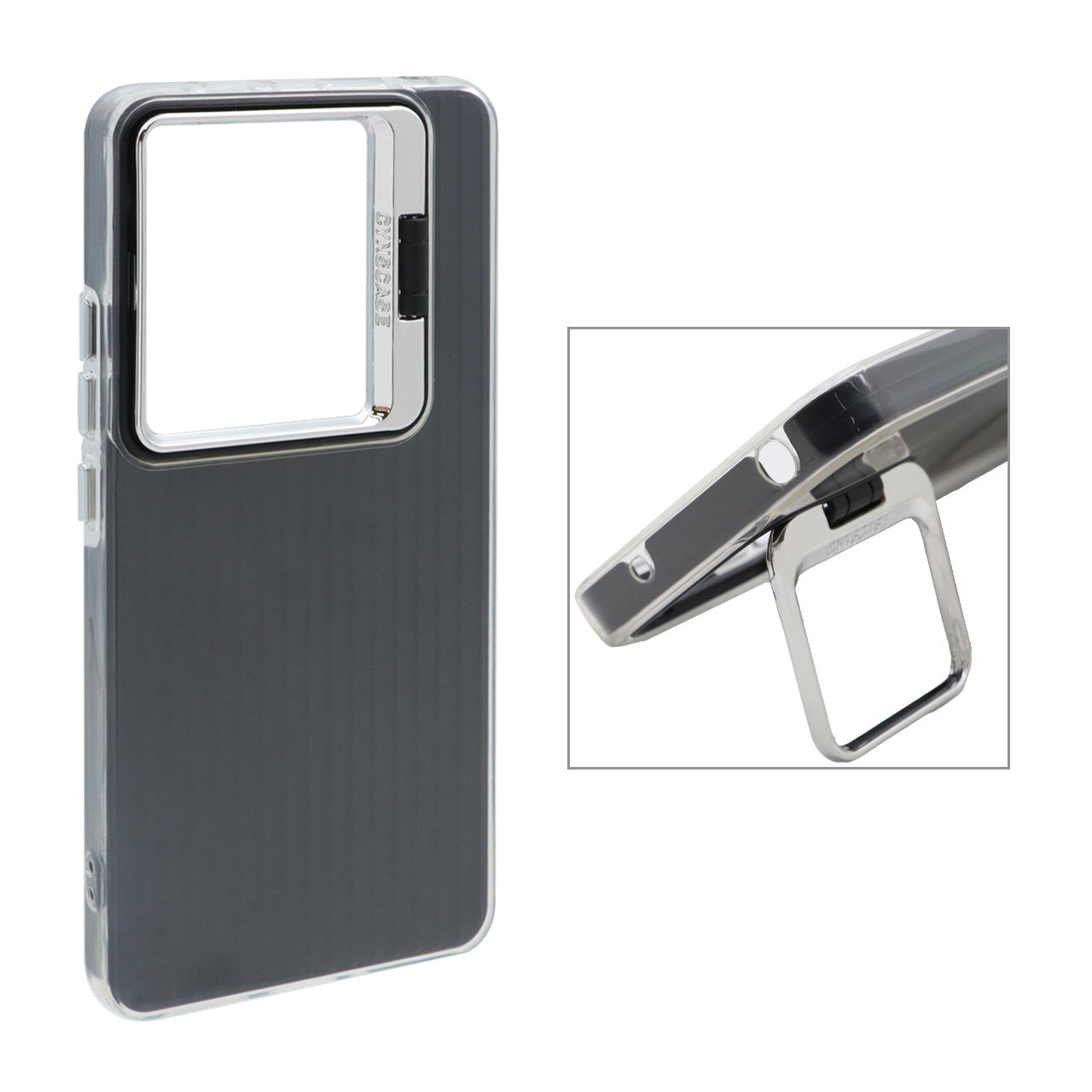قاب Cyns Case ژله ای دو لایه لنز استندشو Xiaomi Redmi Note 13 Pro 4G / Poco M6 Pro 4G - مشکی