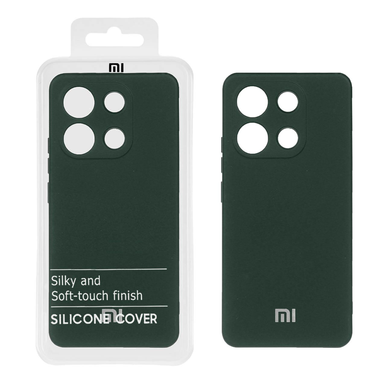قاب نیو سیلیکون محافظ لنزدار Xiaomi Redmi Note 13 4G - RFF - سبزتیره