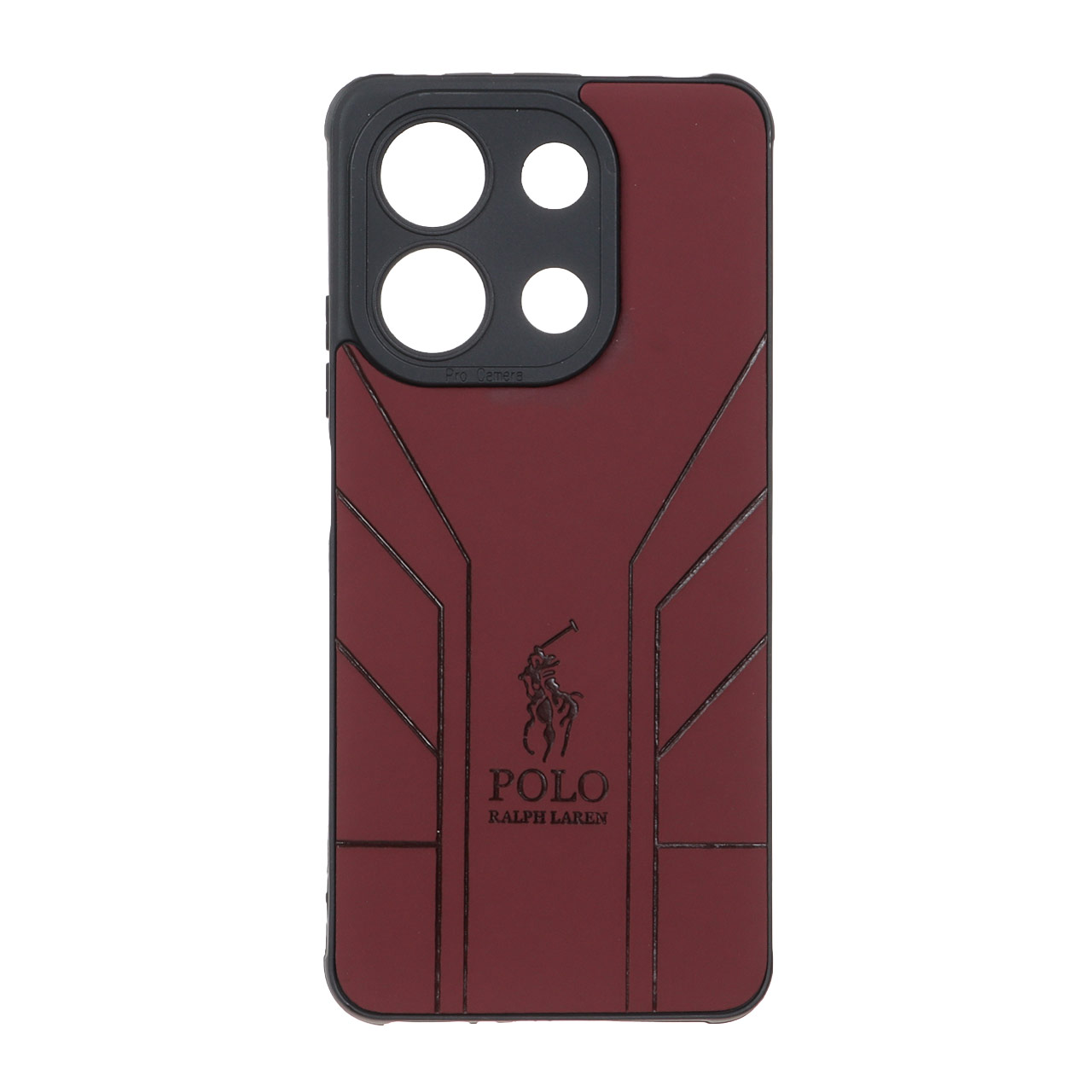 قاب طرح چرم POLO Ralph Laren مدل Xiaomi Redmi Note 13 4G - زرشکی