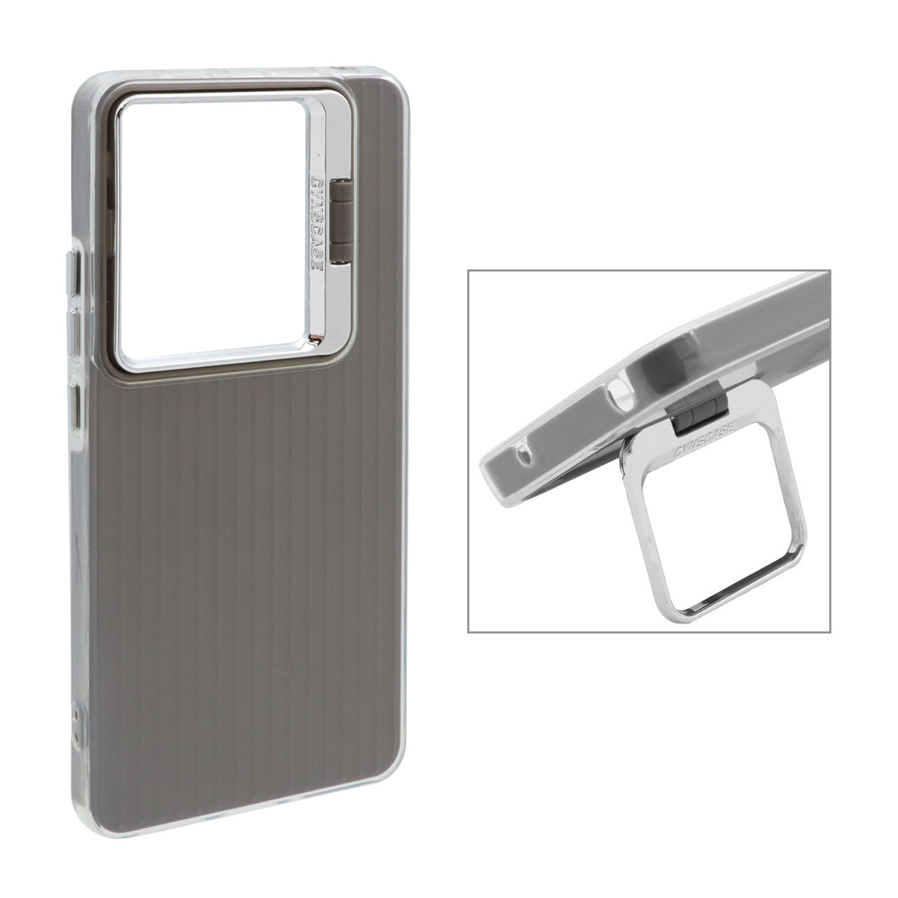 قاب Cyns Case ژله ای دو لایه لنز استندشو Xiaomi Redmi Note 13 Pro 4G / Poco M6 Pro 4G - خاکستری
