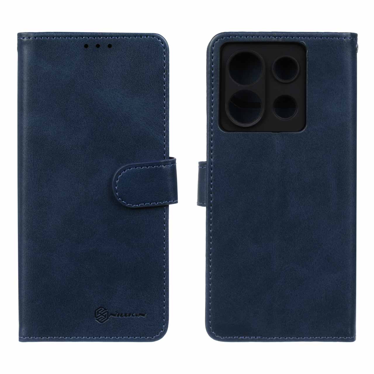 کیف موبایل چرمی مگنتی Nillkin مدل Xiaomi Redmi Note 13 Pro 5G / Poco X6 - سرمه ای
