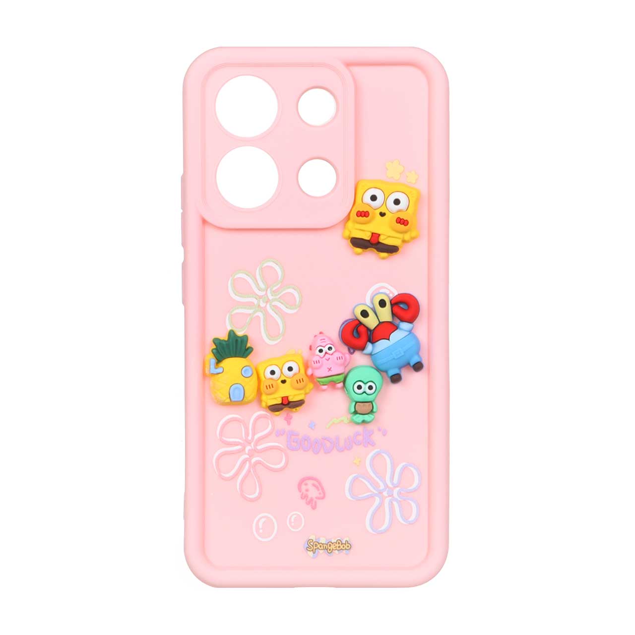 قاب Solid Case عروسک برجسته باب اسفنجی Xiaomi Redmi Note 13 4G - صورتی