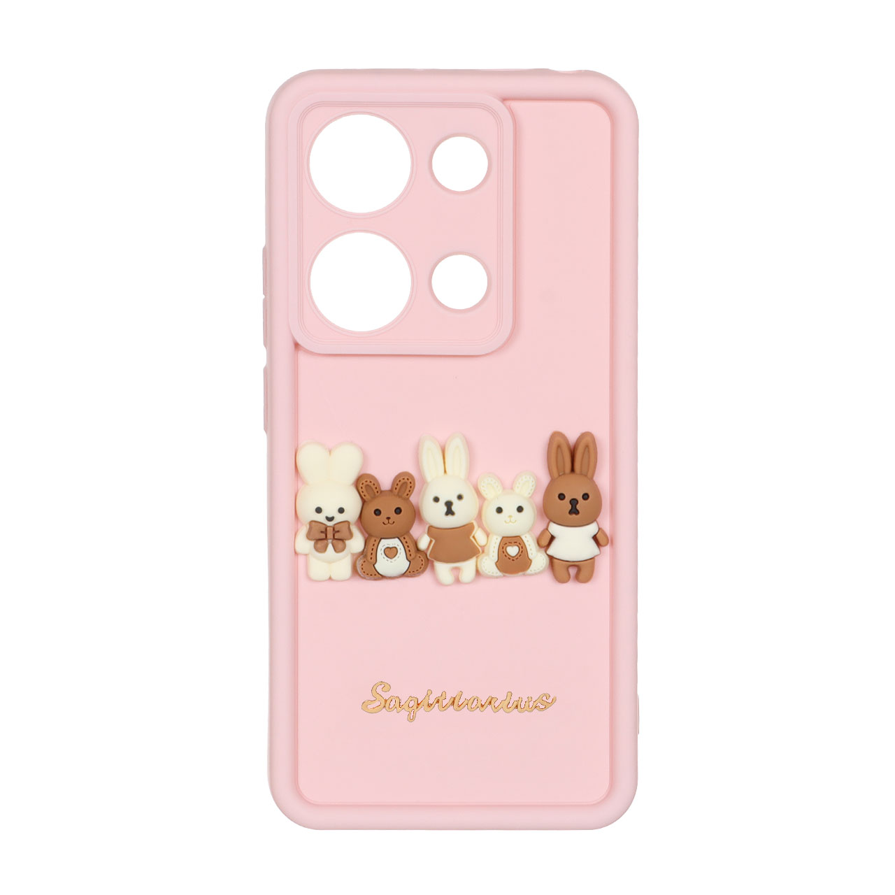 قاب Solid Case عروسک برجسته خرگوشی Xiaomi Redmi Note 13 Pro 4G / Poco M6 Pro 4G - صورتی
