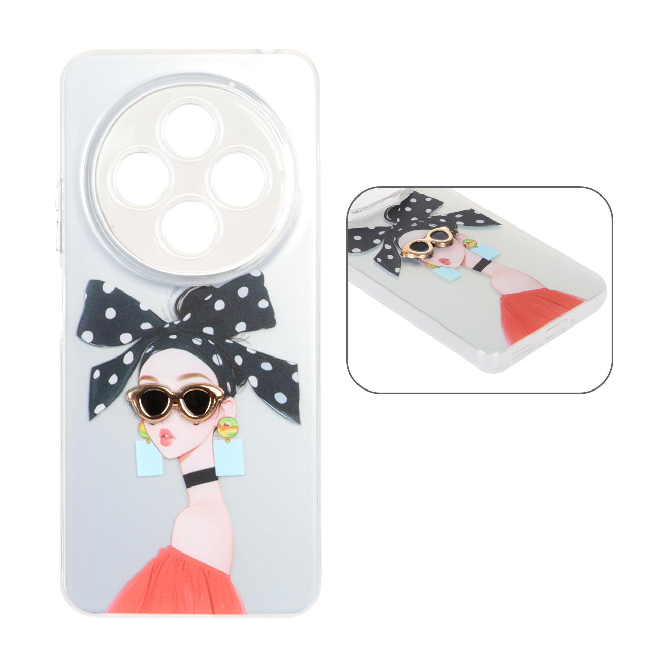 قاب Nice Girl لنز شفاف اکسسوری برجسته Xiaomi Redmi 14C / Redmi A4 / Poco C75