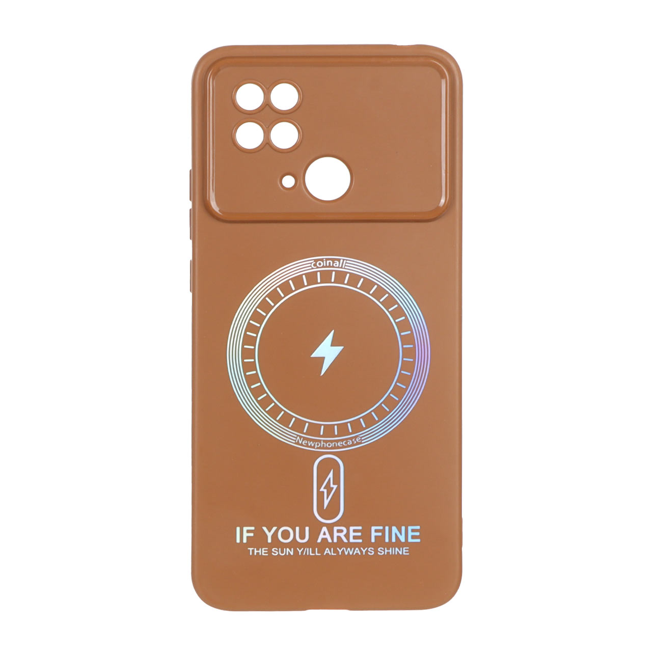 قاب Coinall طرح مگ سیف هولوگرامی Xiaomi Redmi 10C / Redmi 10 Power / Poco C40 - قهوه ای