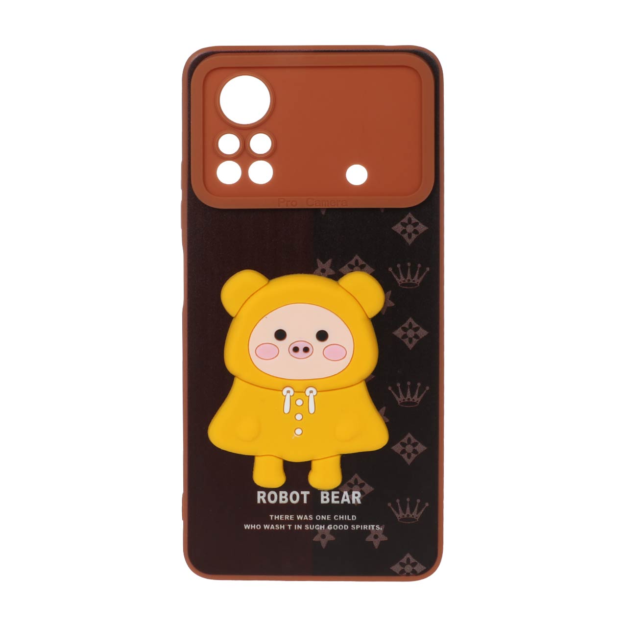 قاب سیلیکونی محافظ لنزدار عروسکی برجسته Xiaomi Poco X4 Pro 5G - قهوه ای