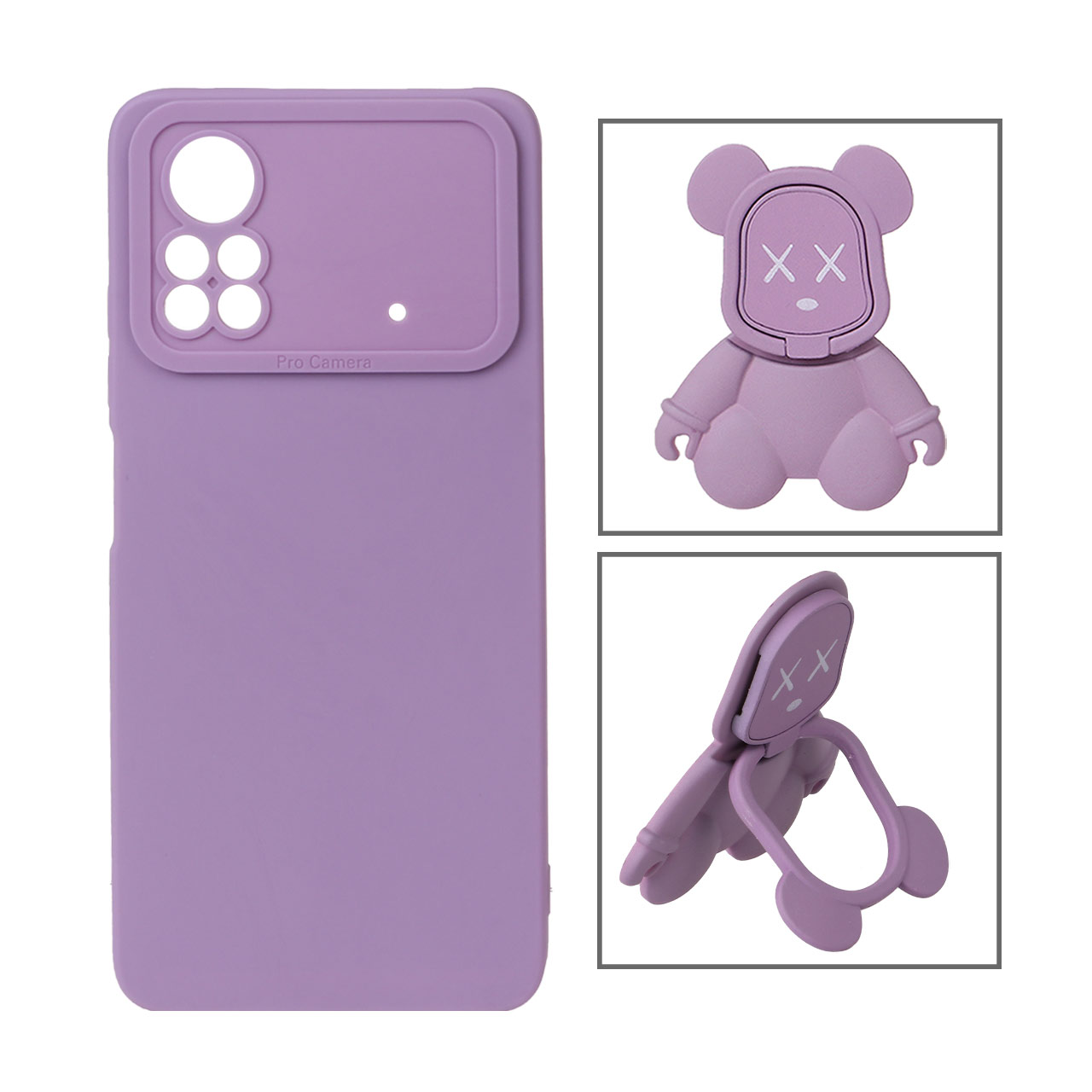 قاب سیلیکونی Kaws پاپ سوکت دار Xiaomi Poco X4 Pro 5G - بنفش