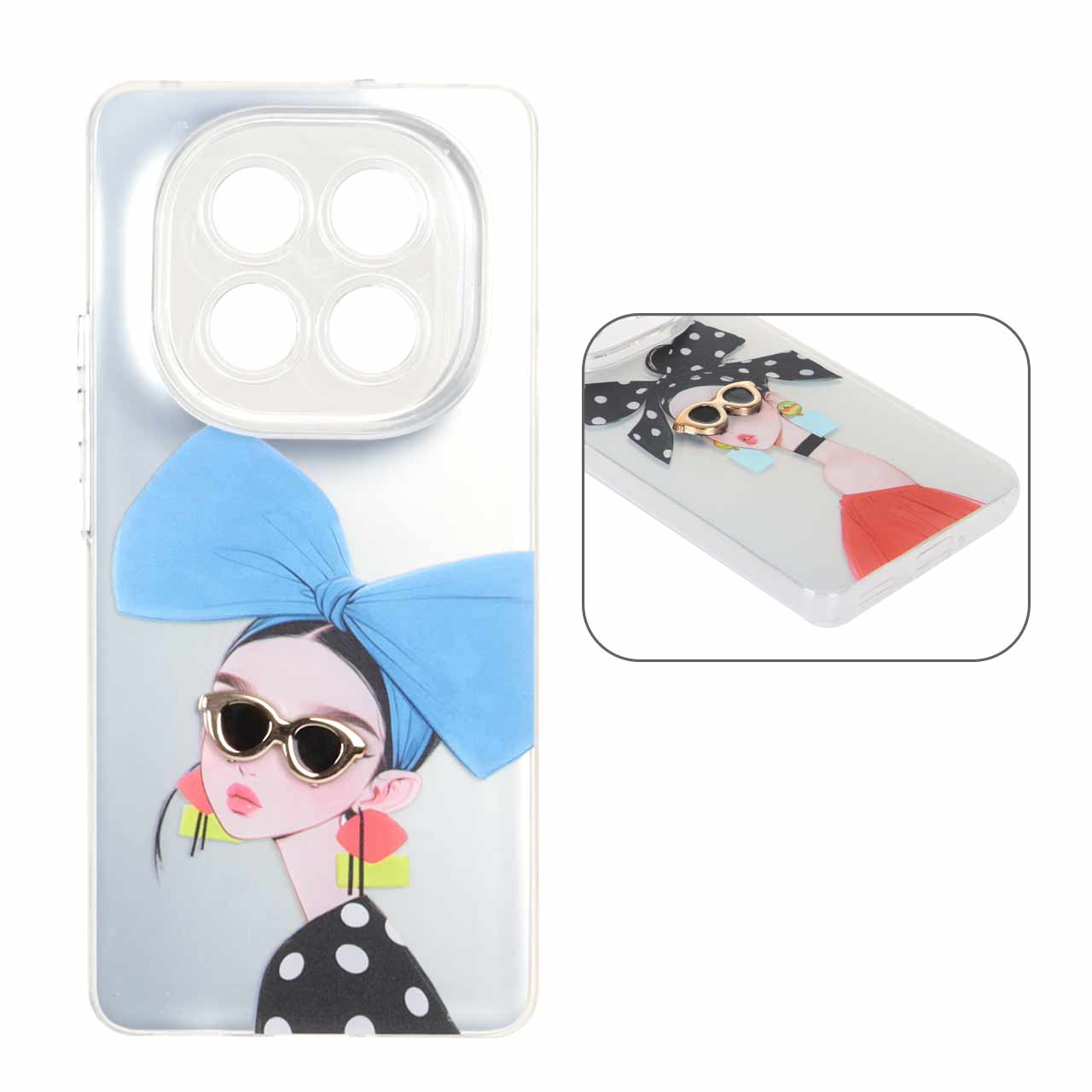 قاب Nice Girl لنز شفاف اکسسوری برجسته Xiaomi Redmi Note 14 Pro 5G / Redmi Note 14 Pro Plus 5G