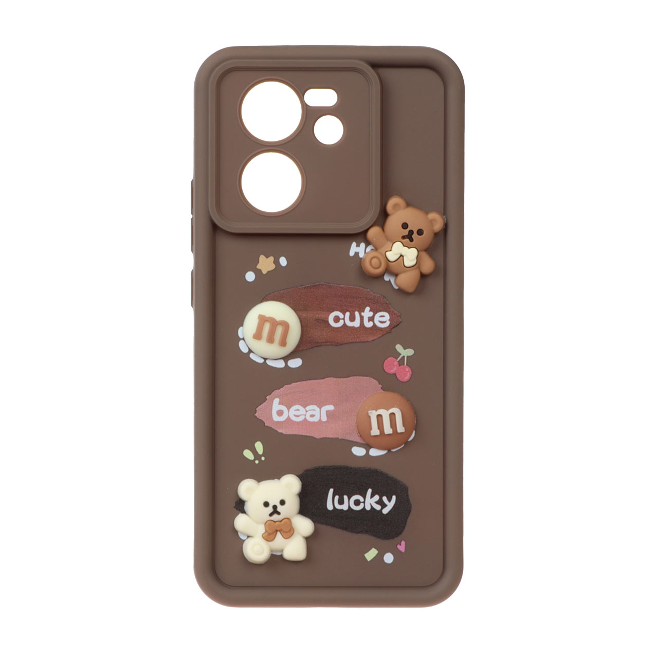 قاب Solid Case عروسک برجسته Xiaomi Mi 13T / Mi 13T Pro - قهوه ای