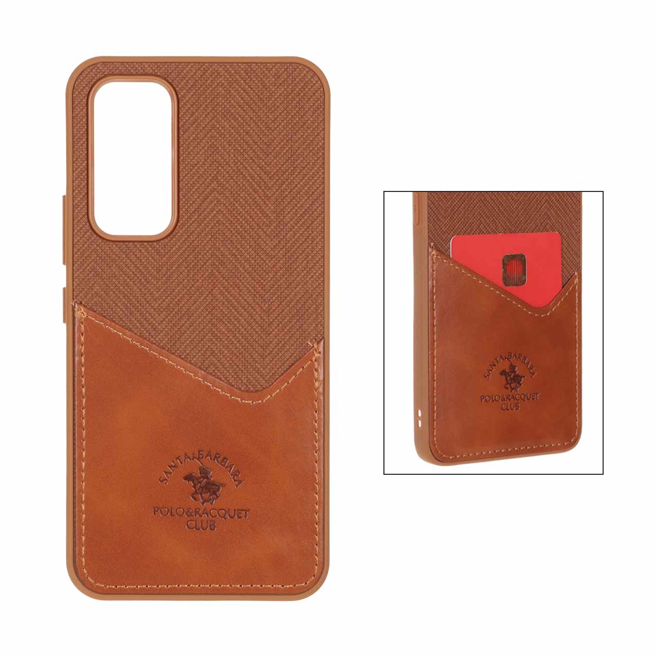 قاب چرمی POLO جاکارتی دوخت دار Samsung Galaxy A54 - قهوه ای