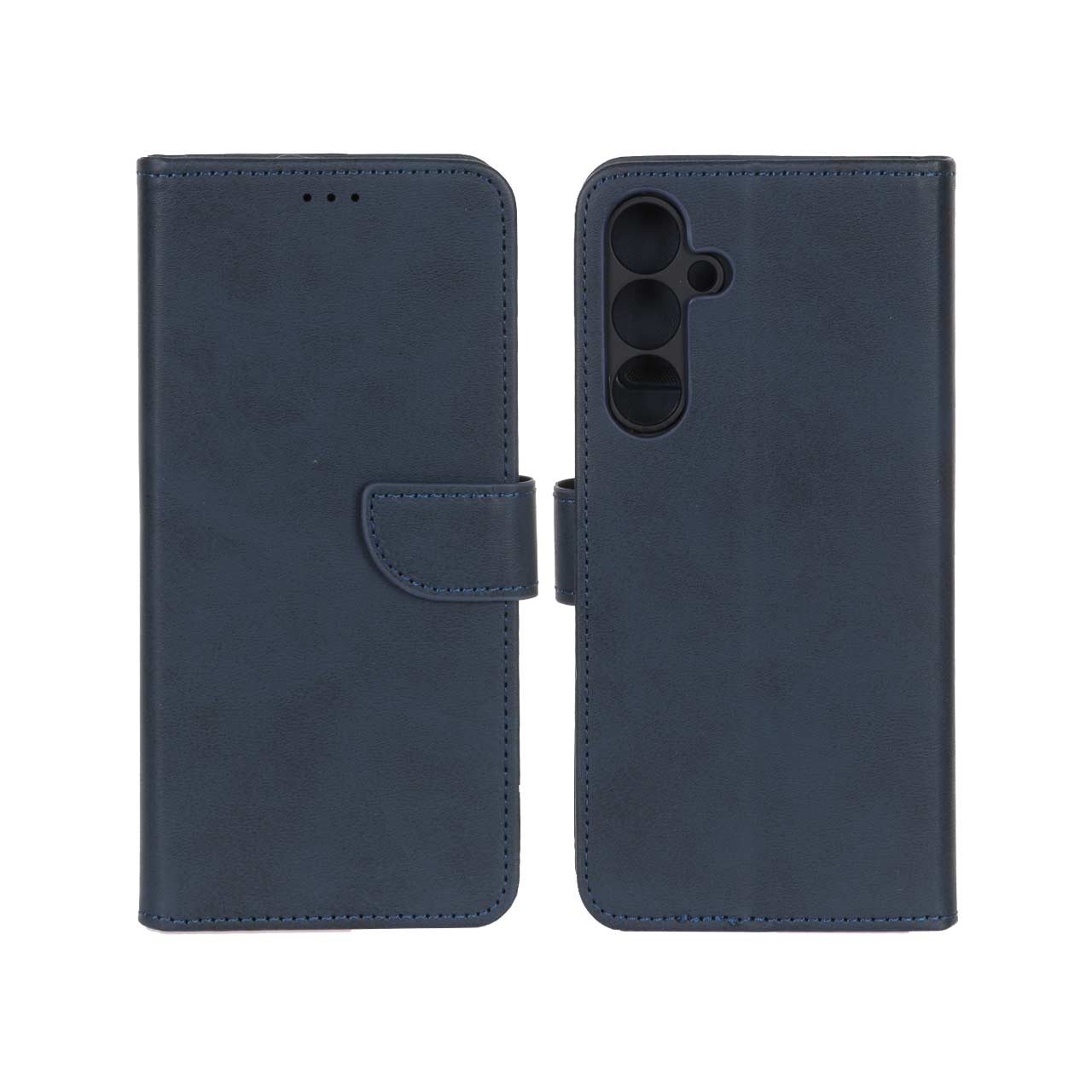 کیف چرمی موبایل مگنتی محافظ لنزدار Samsung Galaxy S23 FE - سرمه ای