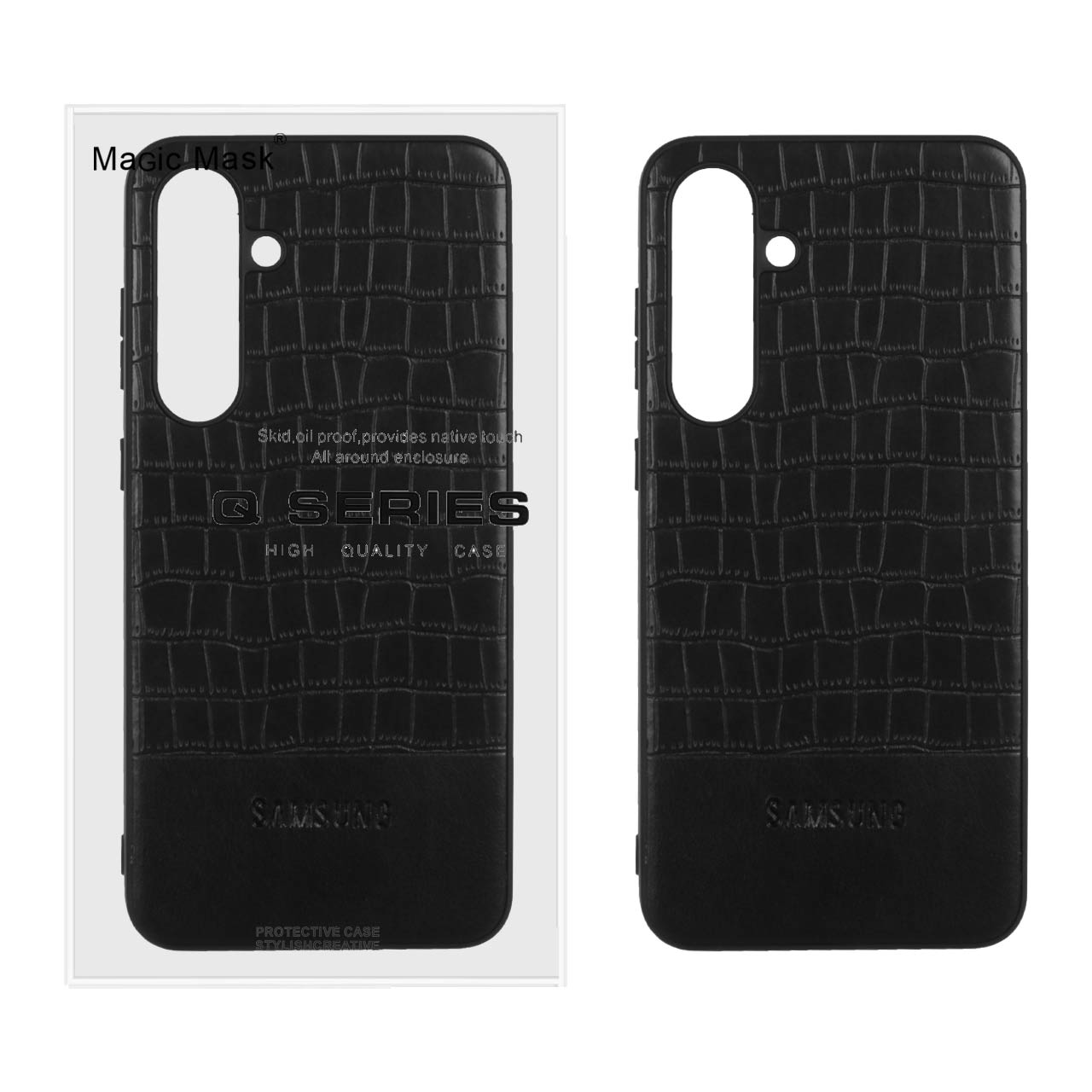 قاب چرمی کروکودیل Samsung Galaxy S24 FE - مشکی