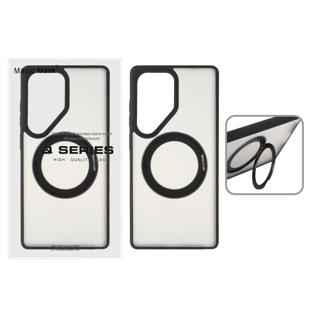 قاب اورجینال Magic Mask استند چرخشی Magsafe مدل Samsung Galaxy S25 Ultra - مشکی