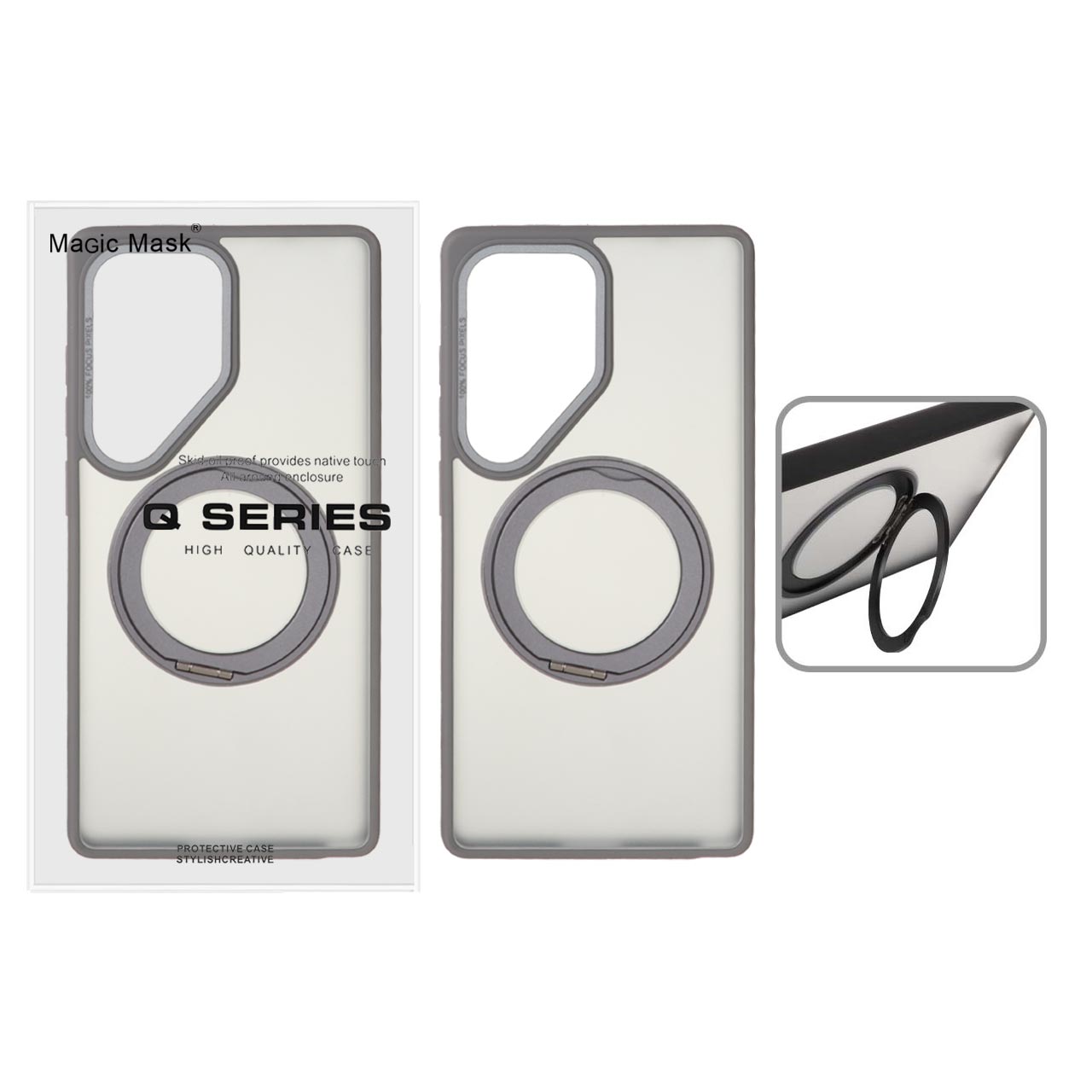 قاب اورجینال Magic Mask استند چرخشی Magsafe مدل Samsung Galaxy S25 Ultra - خاکستری