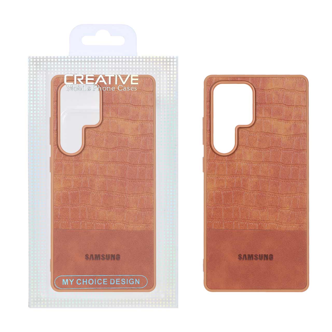 قاب پشت سخت چرمی کروکودیل Samsung Galaxy S25 Ultra - قهوه ای