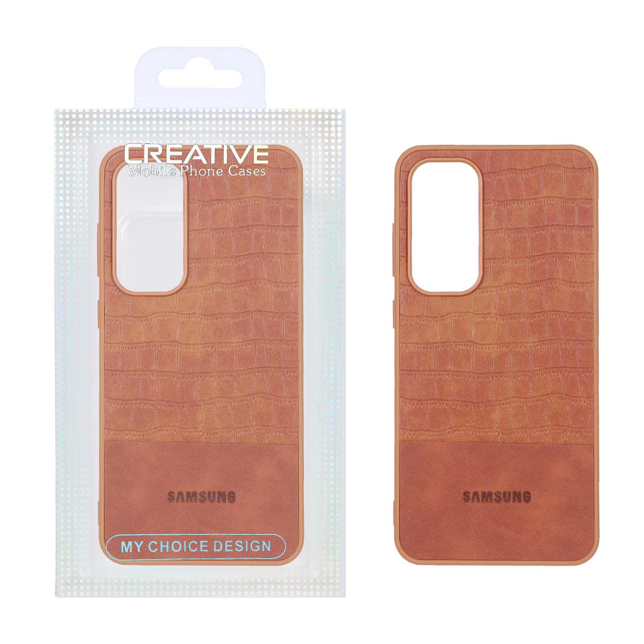 قاب پشت سخت چرمی کروکودیل Samsung Galaxy S24 FE - قهوه ای