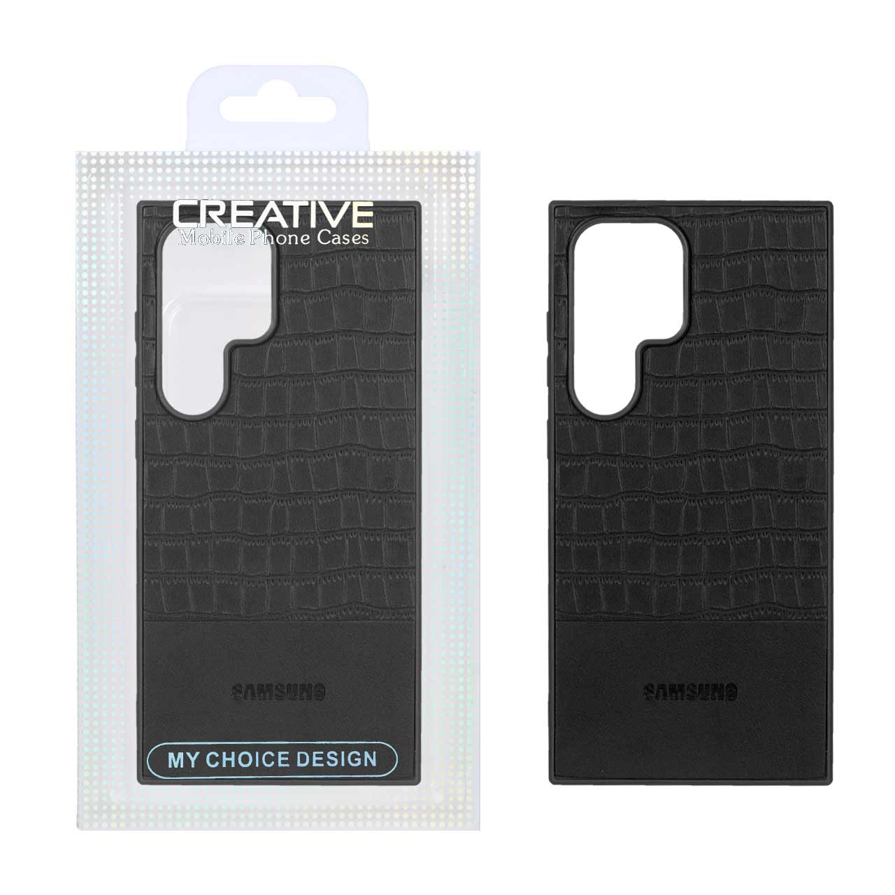 قاب پشت سخت چرمی کروکودیل Samsung Galaxy S24 Ultra - مشکی
