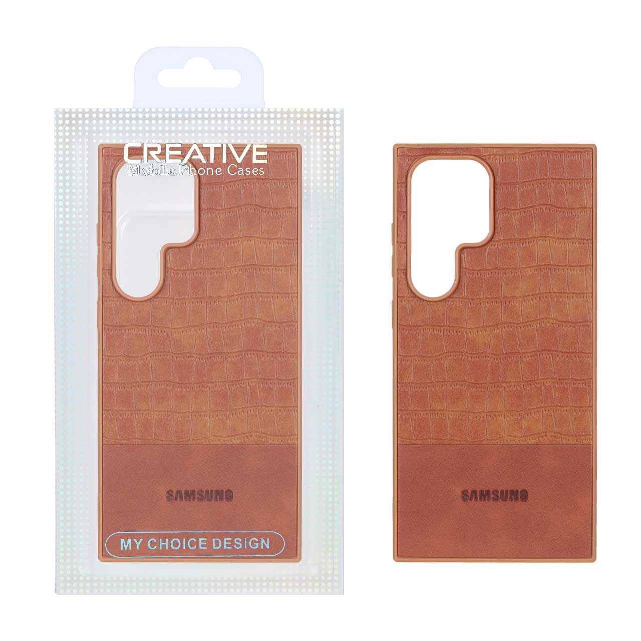 قاب پشت سخت چرمی کروکودیل Samsung Galaxy S24 Ultra - قهوه ای