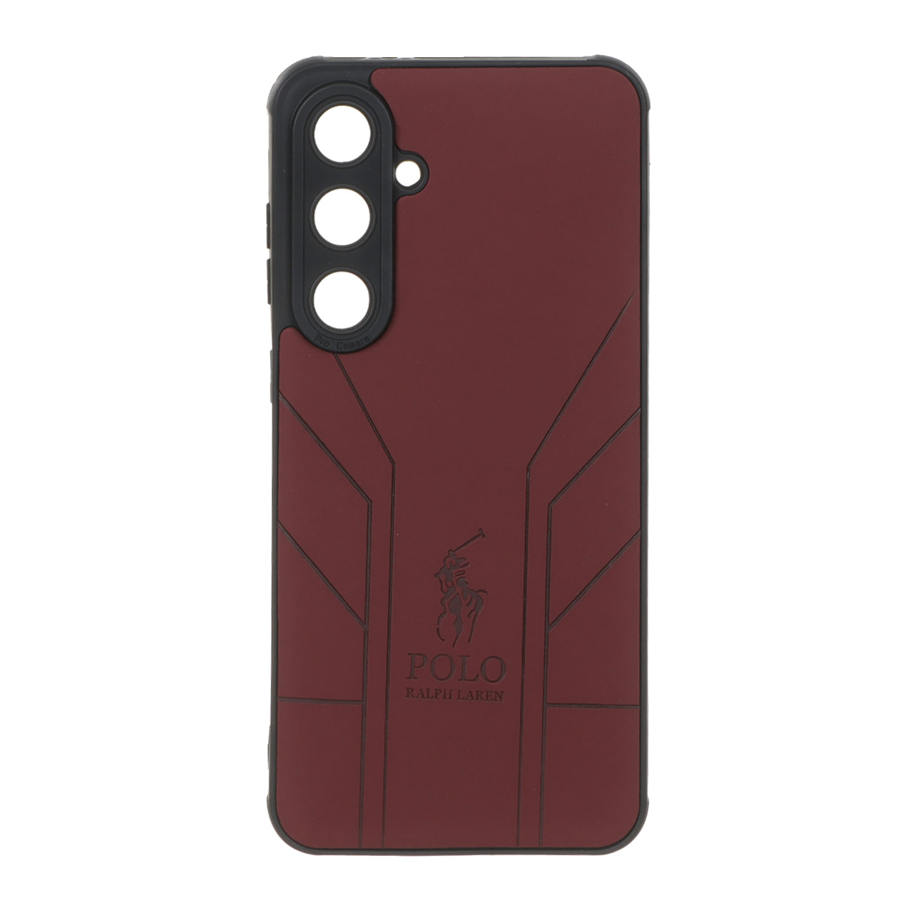 قاب طرح چرم POLO Ralph Laren مدل Samsung Galaxy S24 FE - زرشکی