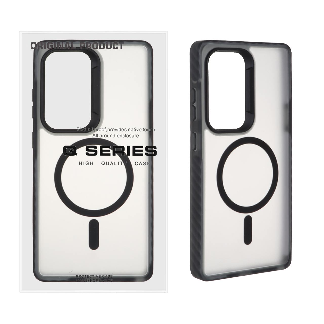 قاب Q Series مات Magsafe دور هاشور Samsung Galaxy S25 Ultra - مشکی
