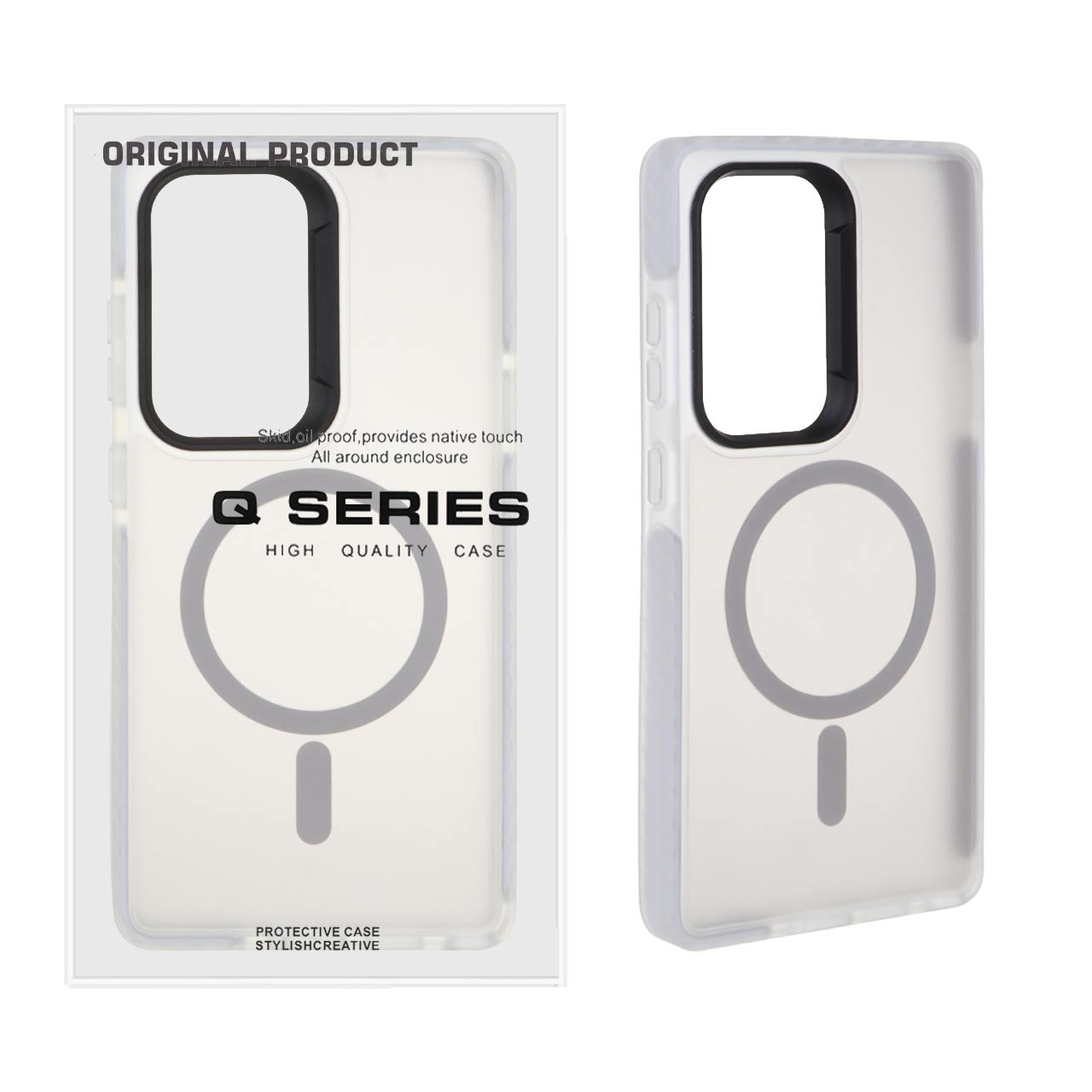 قاب Q Series مات Magsafe دور هاشور Samsung Galaxy S25 Ultra - سفید