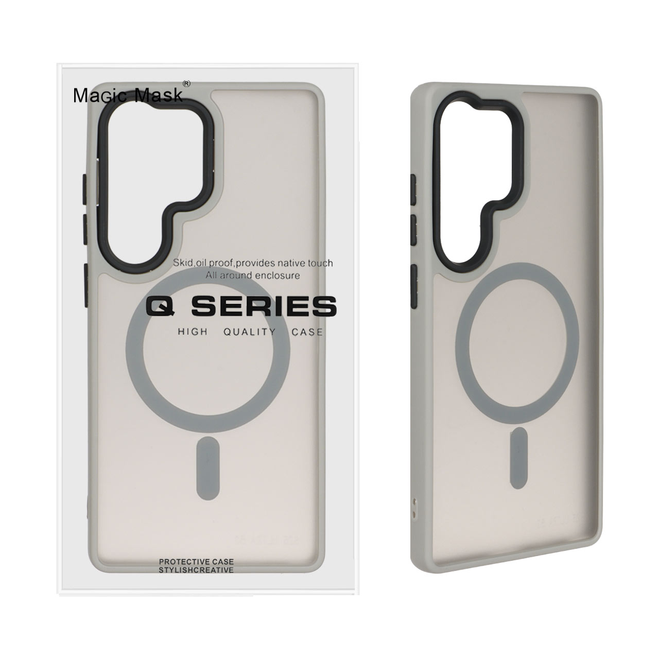 قاب اورجینال Magic Mask مات Magsafe بلک لنز Samsung Galaxy S25 Ultra - خاکستری