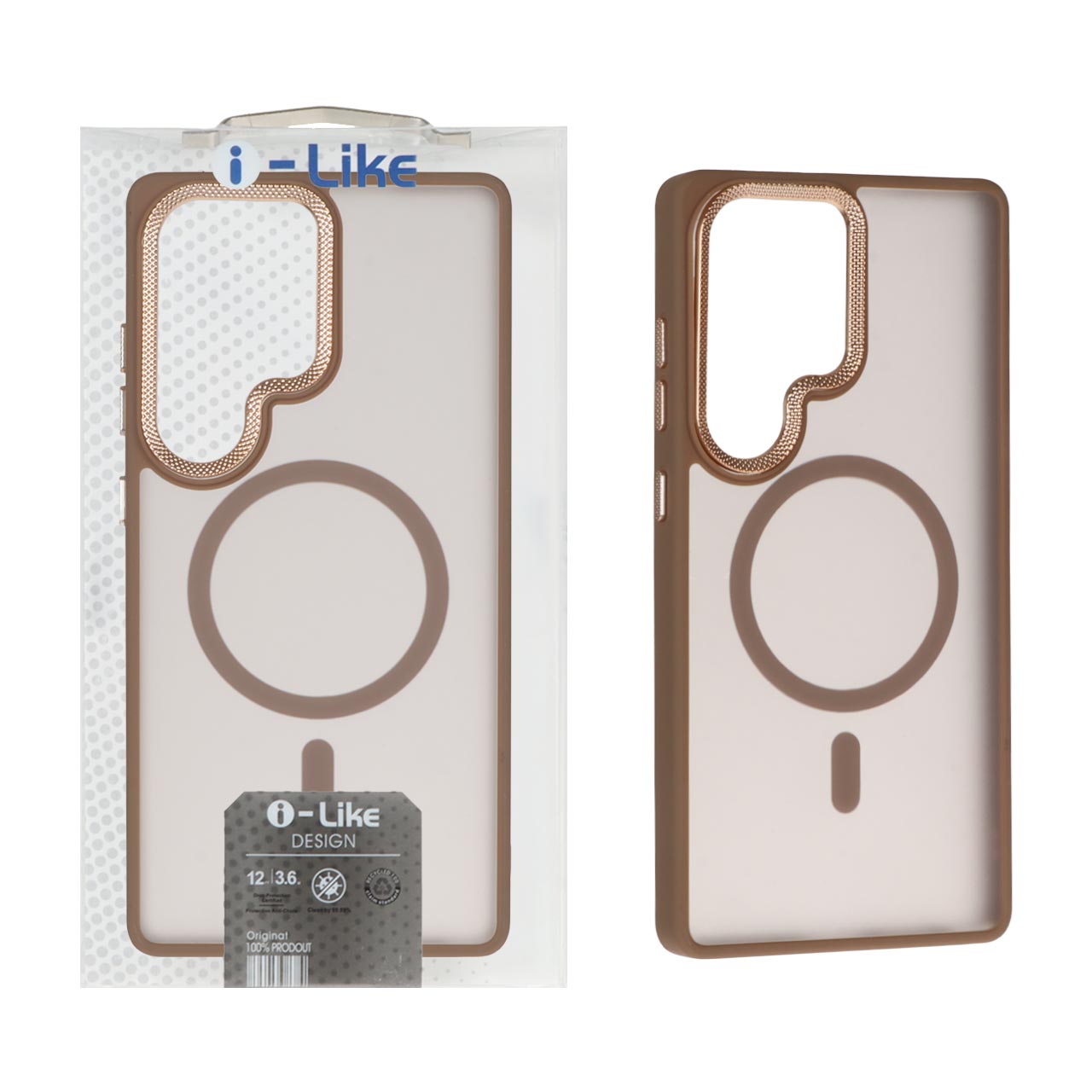 قاب اورجینال i Like مات Magsafe لنز کربن Samsung Galaxy S25 Ultra - قهوه ای