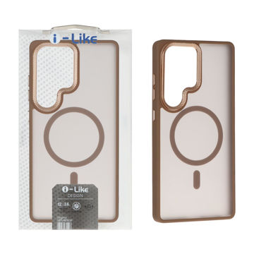 قاب اورجینال i Like مات Magsafe لنز کربن Samsung Galaxy S25 Ultra - قهوه ای