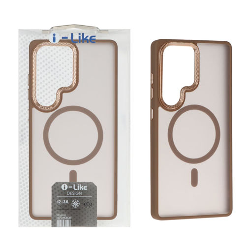 قاب اورجینال i Like مات Magsafe لنز کربن Samsung Galaxy S25 Ultra - قهوه ای