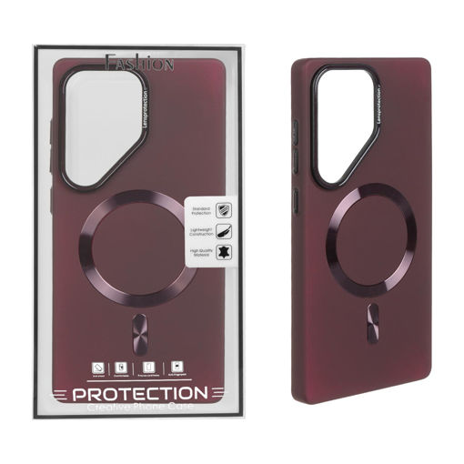 قاب اورجینال Lensprotection پشت سخت Magsafe مدل Samsung Galaxy S25 Ultra - زرشکی
